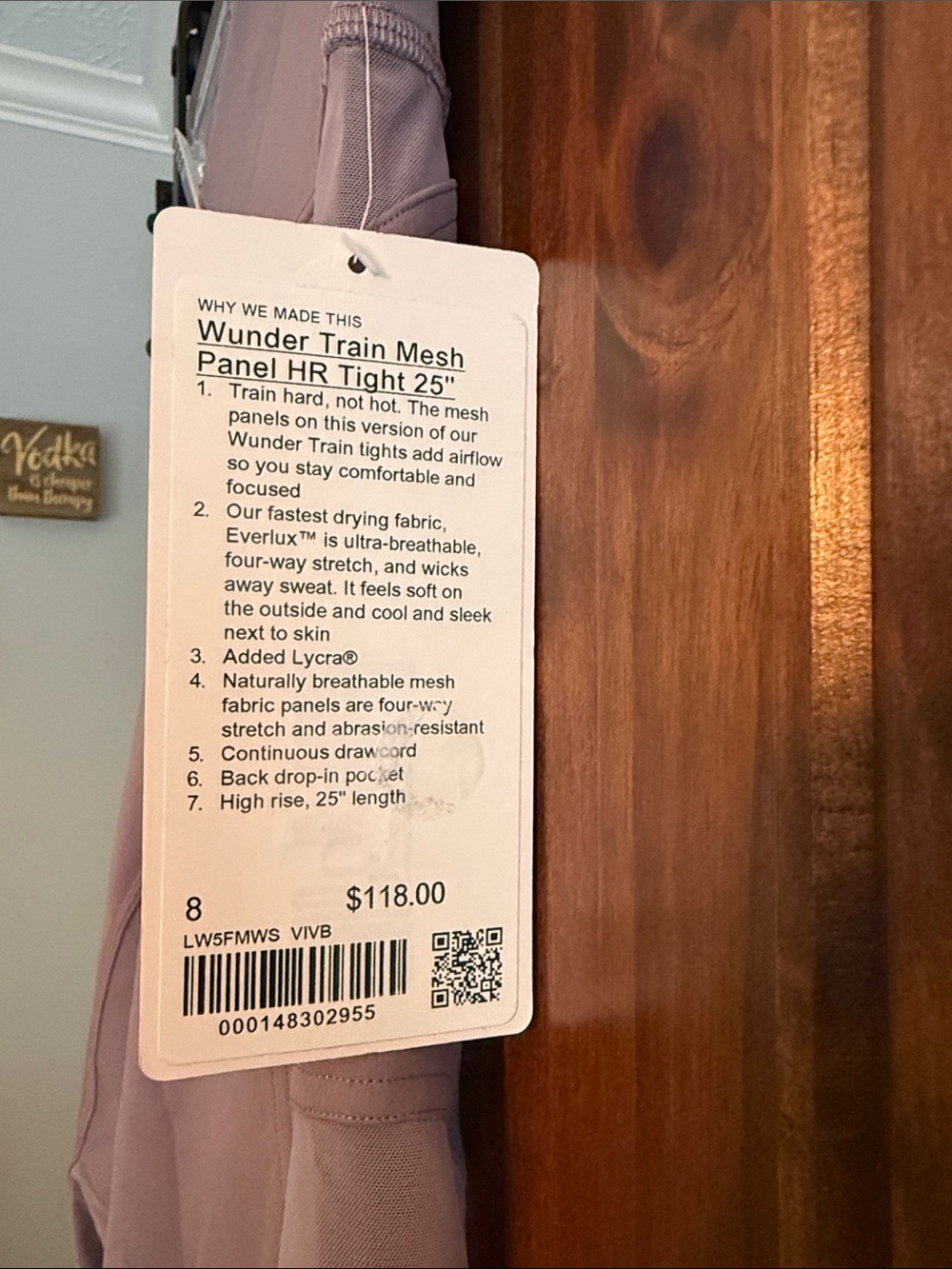 NWT Wunder Train Mesh Panel HR tight 25" size 8 - Picture 3 of 6
